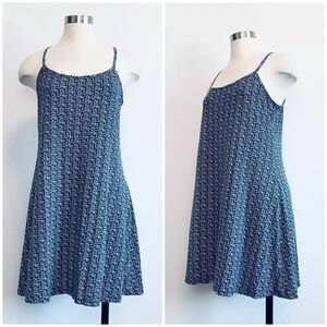 Vintage Cape Isle Knitters Blue Floral Mini Dress M Square Daisy Ditsy